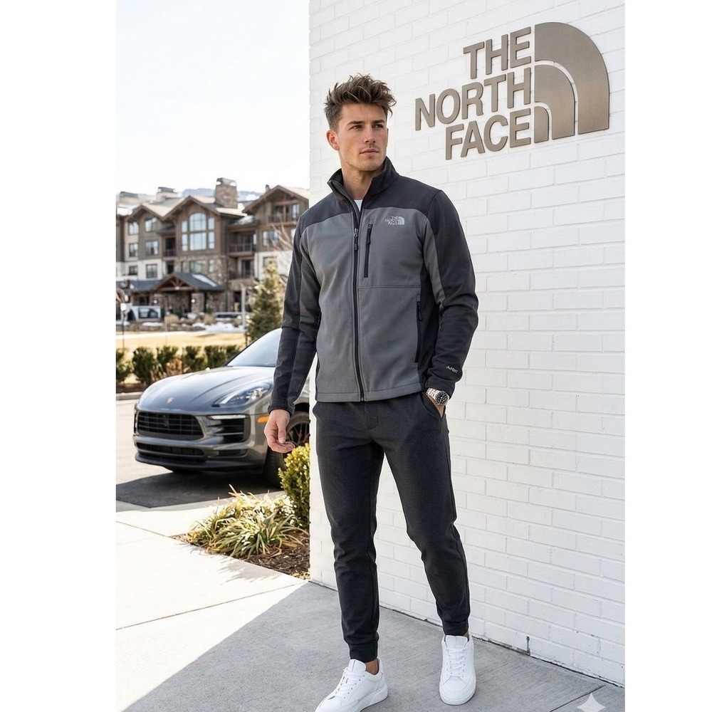 The North Face🤑Apex Bionic Jacket Gray Black Sporty Rich Old Money Aesthetic-L